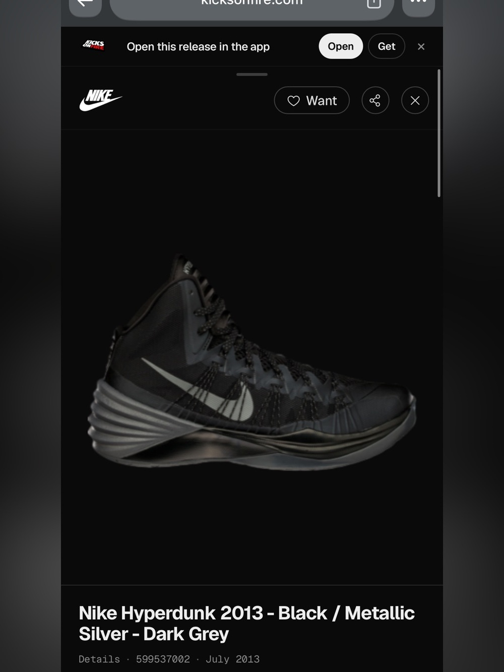 Nike Men’s Hyperdunk 2013 Basketball Shoes — Black/Metallic Silver